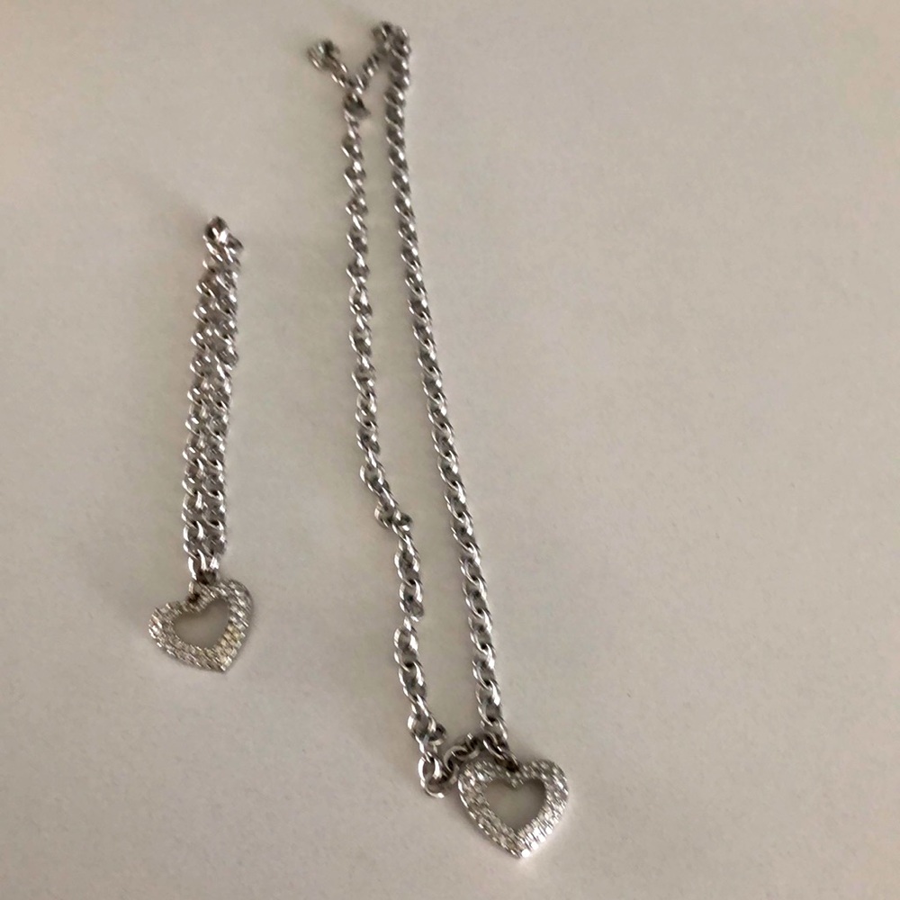 Swarovski bracelet and necklace, rhodium plated